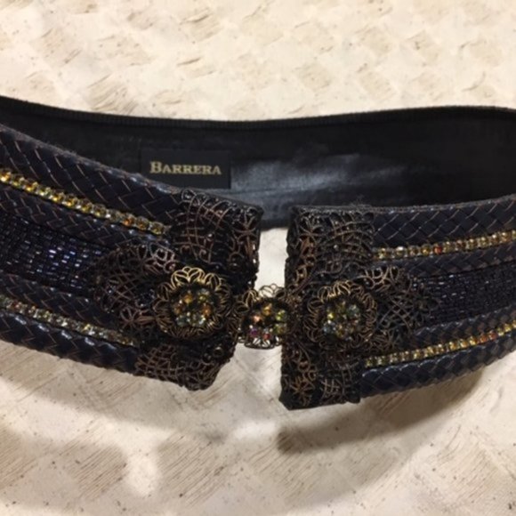 Barrera Wide Leather BOHO Waist Belt w/Gold Accent Color 30\